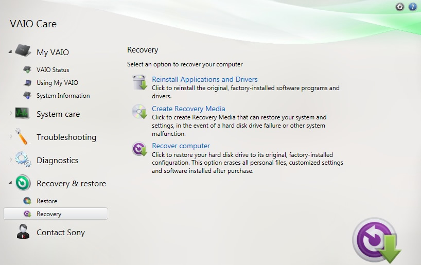 Sony Vaio Windows 7 Recovery Disk